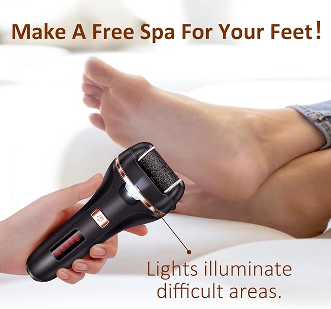 Electric Callus Remover for Feet,Rechargeable Foot File Hard Skin Remover,Waterproof 14 in1 Professional Pedicure Kit for Cracked Heels &Dead Skin,with 3 Roller Heads 2 Speed, Battery Display