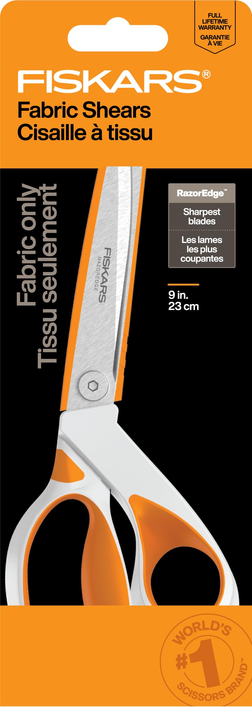 Fiskars RazorEdge Fabric Scissors - 9" Heavy Duty Fabric Shears with SoftGrip Ergonomic Handle, Premier Grade Stainless Steel Blades