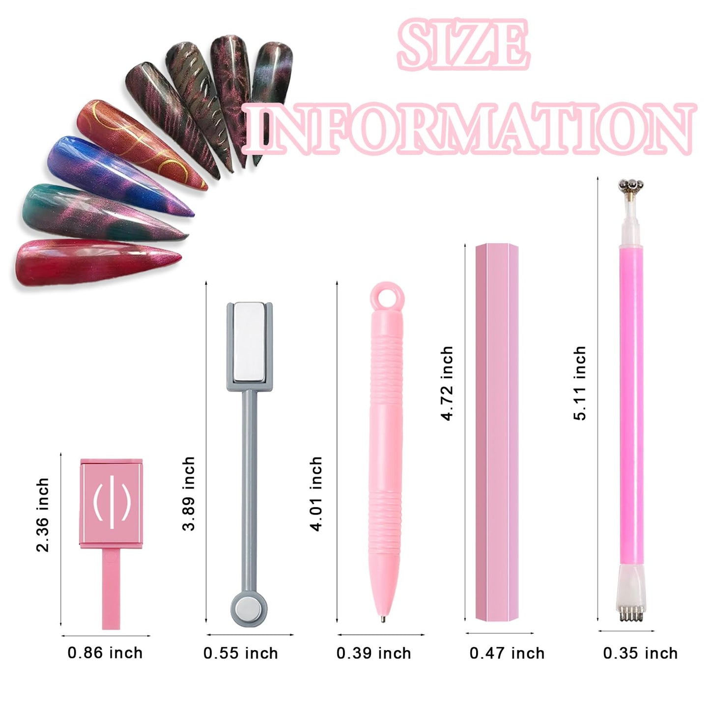 SILPECWEE 13Pcs Cat Eye Magnet for Nails, Super Magnetic Nail Polish Magnet Cat Eye Gel Nail Polish Magnet 3d Cat Eye Magnetic Wand Nail Magnets For Nail Art Tool Accessories