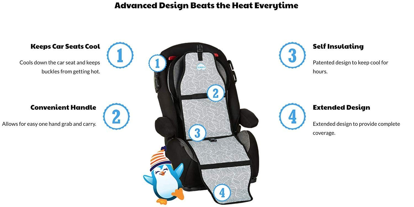 Cool Carats Car Seat Cooling Pad for Babies, Toddlers, and Kids - Comfortable and Durable Cooling Pad for Hot Summer Days - One Size Fits All, Popsicle White