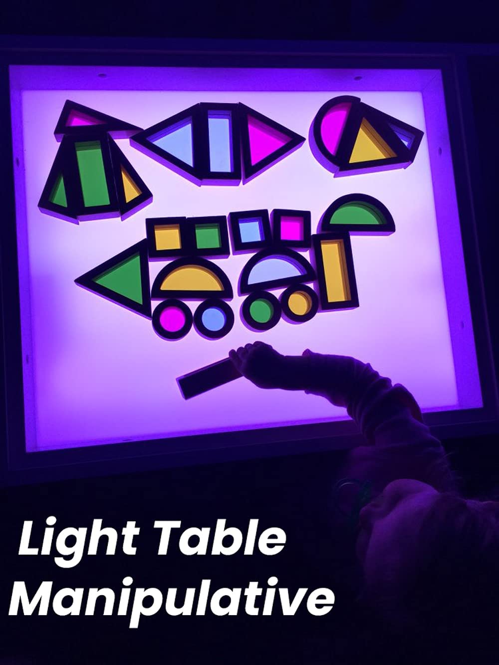 BOHS Rainbow Sensory Blocks (24 pcs) - Wooden Toys for Toddler Gift- Play on Light Table/Sunny Window