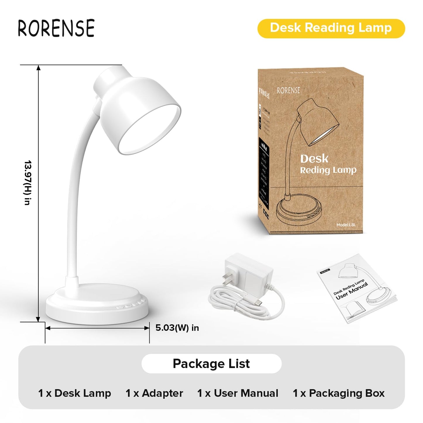 LED Desk Lamp With 96 LEDs,High lumens Table lamp,Desk Lamp for Office Home,4 Brightness Dimmable Flexible Table Lamp,Reading Light with a Timer Function for Bedside, Office, and Study Desk Use(White)