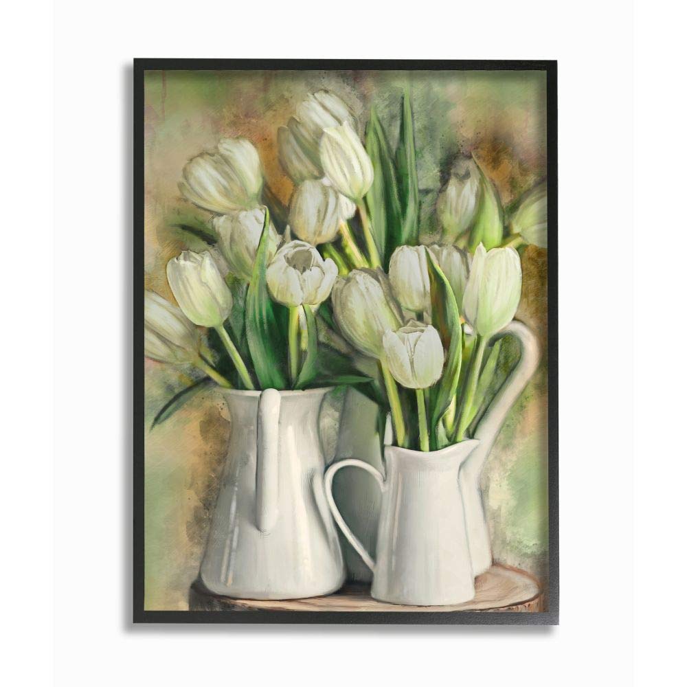 Stupell Industries White Tulips in Charming Country Pitchers Wall Art, 11 x 14
