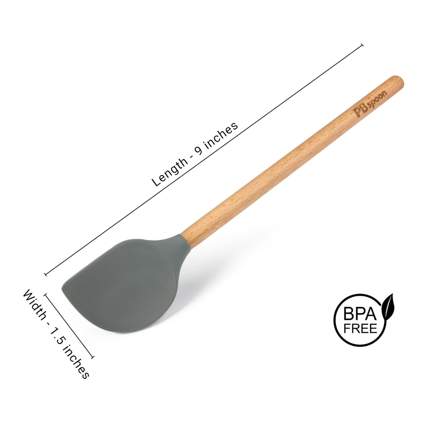 Peanut Butter Spoon - PBspoon Jar Cleaning Spatula with Wooden Handle, Food-Safe & BPA-Free, Perfect for Scraping, Scooping, and Spreading Nut Butters and Spreads