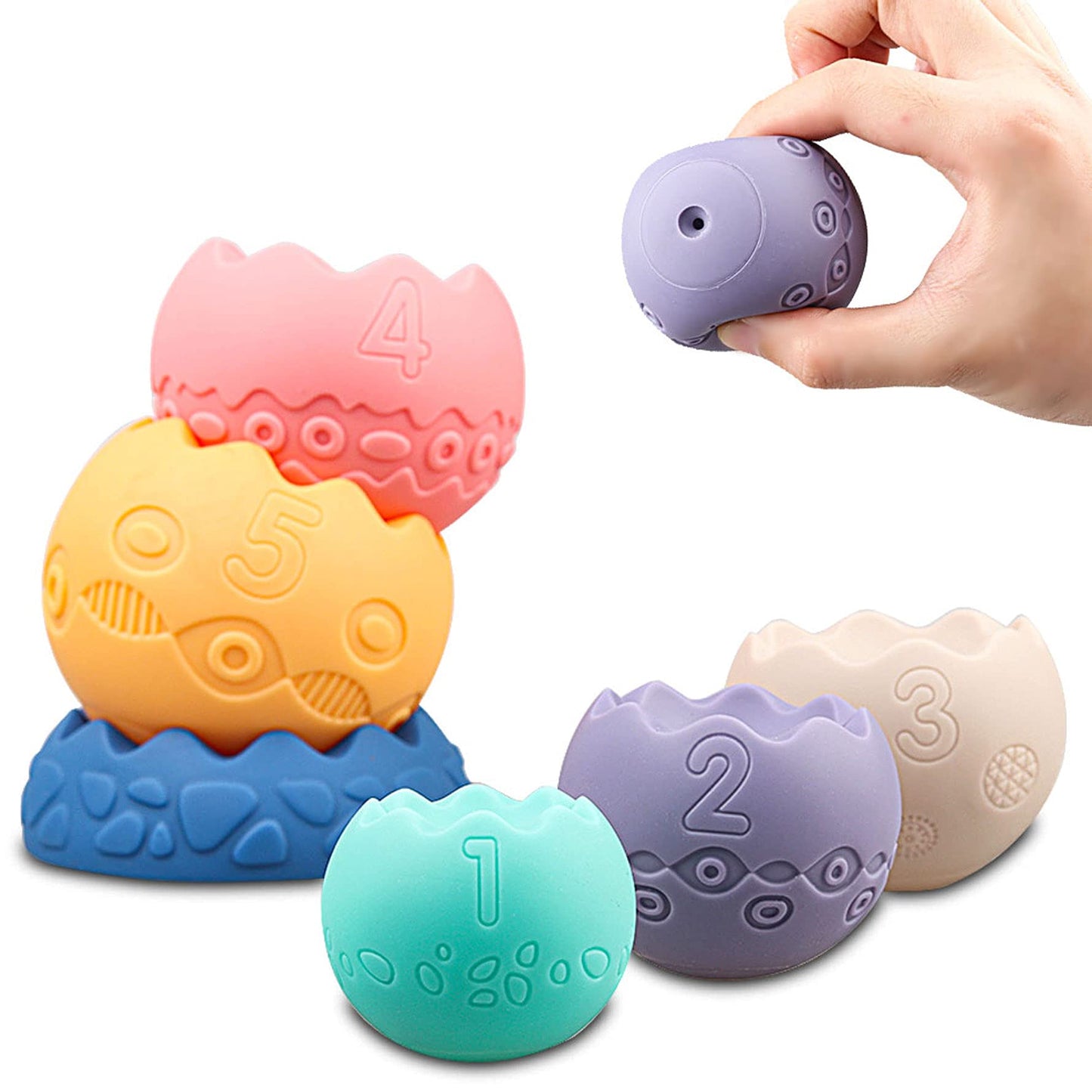 Miawow Stacking Balls Soft Toys for Babies 6 12 18 Months 1 Year Old Girls Boys - Toddlers Sensory Educational Montessori Baby Blocks - Infant Newborn Teething Learning Stacker Cups-Easter Basket