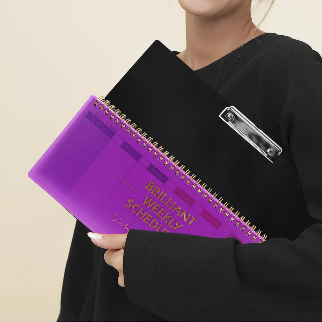 LALAFINA Brilliant Weekly Scheduler Undated Desk Planner Calendar Planning Pad for Whole Year School Home Office, Purple, 12X4.8 Inch