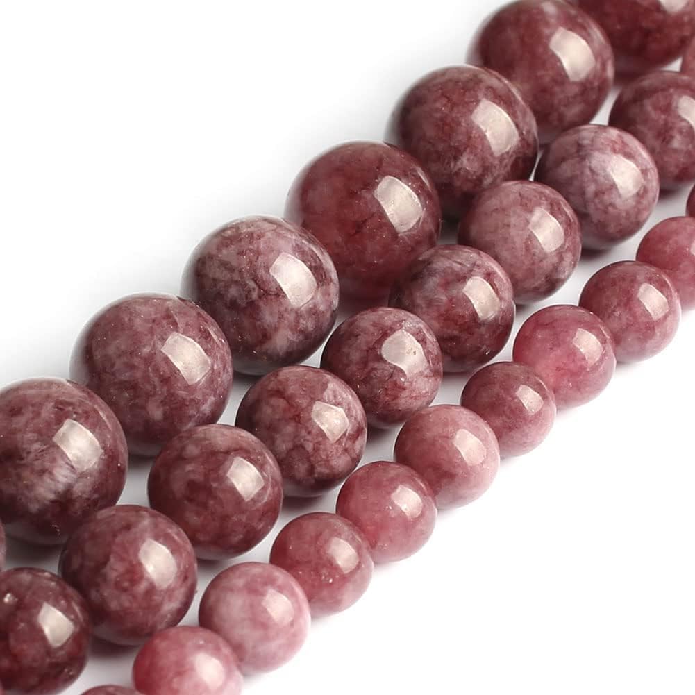 Yochus 45pcs Lepidolite Stone Beads，8mm Healing Power Natural Stone Round Loose Beads for Jewelry Making Earring Necklace DIY Crafts