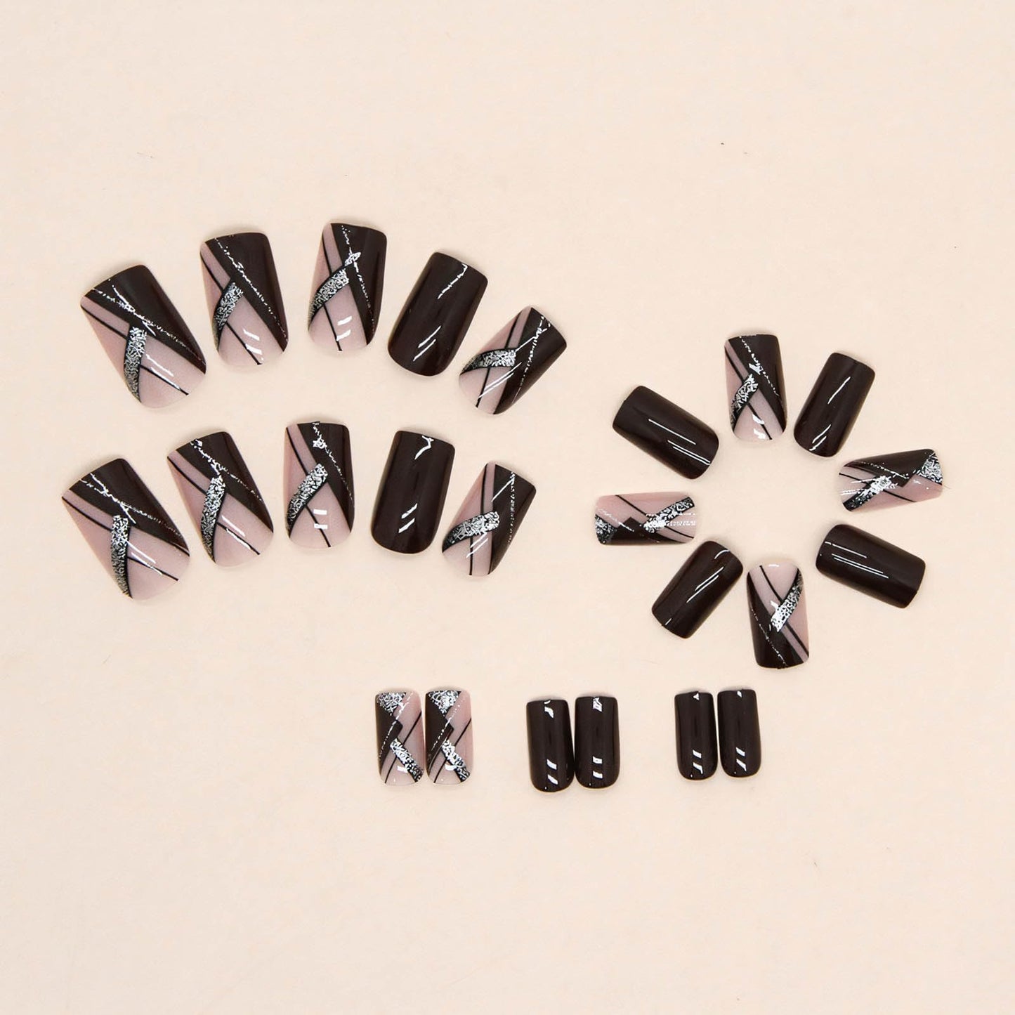 24Pcs Liquor Red Press on Nails Medium RTKHFZE Square False Nails with Glitter Line Designs Fake Nails Medium Length Full Cover Acrylic Nails Stick on Nail for Women Nail Decorations