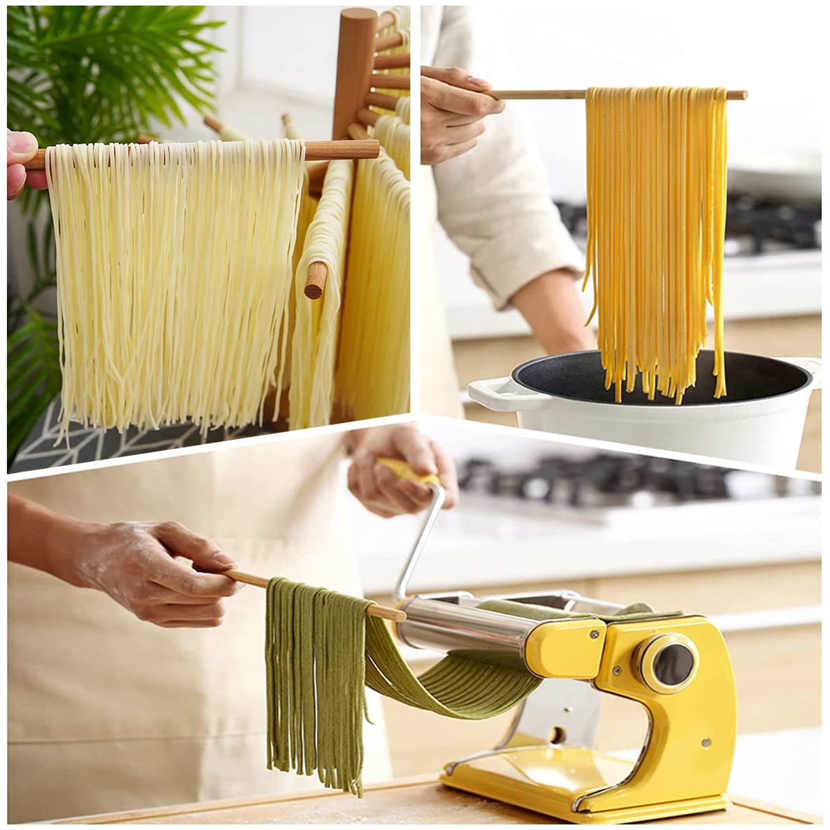 Kandishiex Pasta Drying Rack, 16-Arm Spaghetti Dryer Stand for Homemade Noodles, Quick Setup Kitchen Pasta Hanger for Fresh Pasta Drying and Storage