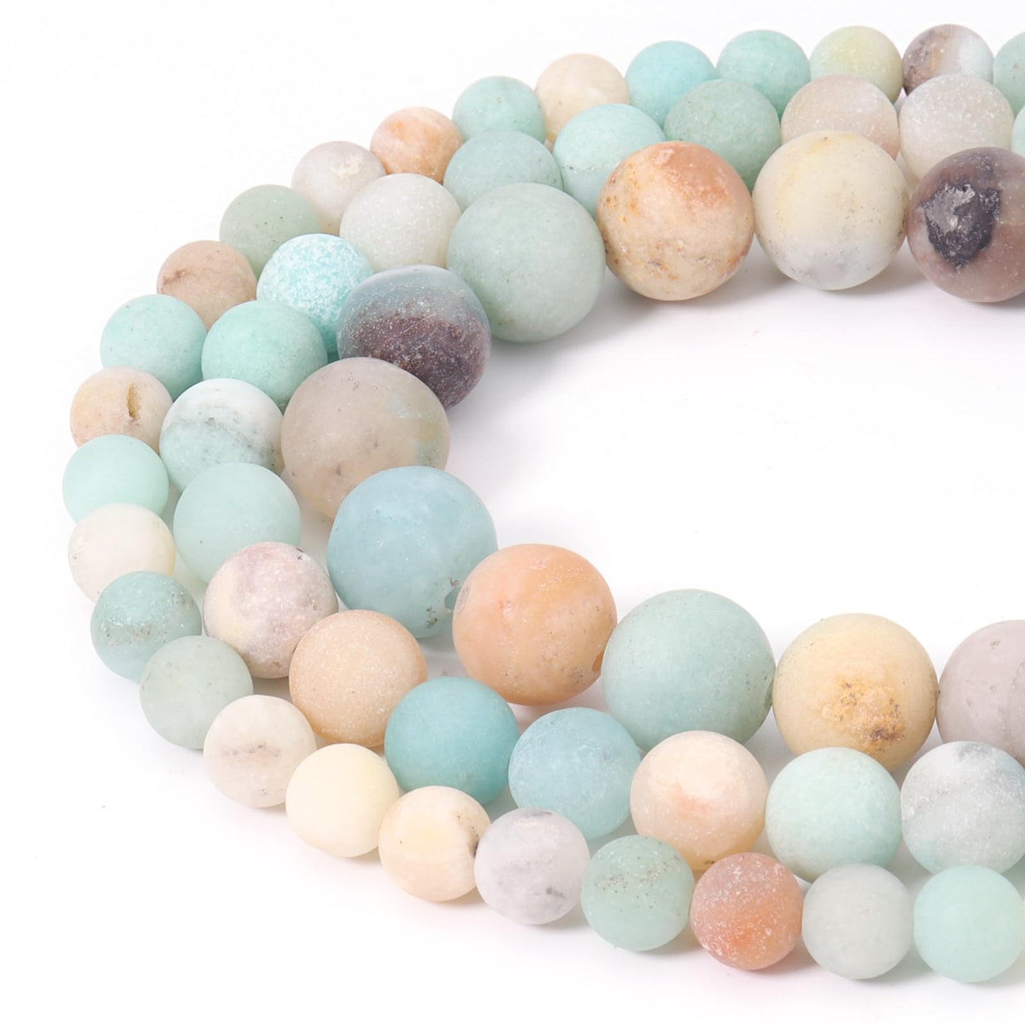 Siomia 60pcs 6mm Natural Matte Amazonite Beads Energy Healing Crystal Round Loose Stone Beads for Jewelry Making, DIY Bracelets Necklaces