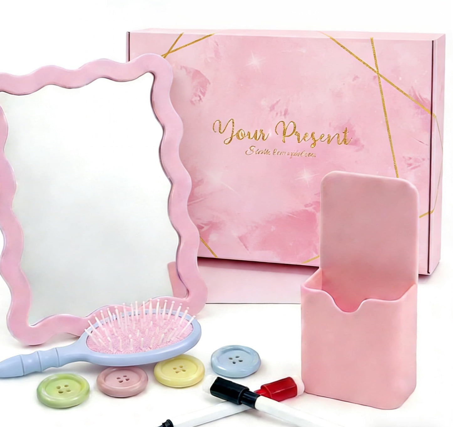 Pink Magnetic Locker Accessories Set (10 Pcs) – Shatter-Resistant Mirror, Whiteboard, Pen Holder, Comb, Markers & Magnet Clips – Cute Organizer for School, Gym, Work Locker Essentials for Girls Teens