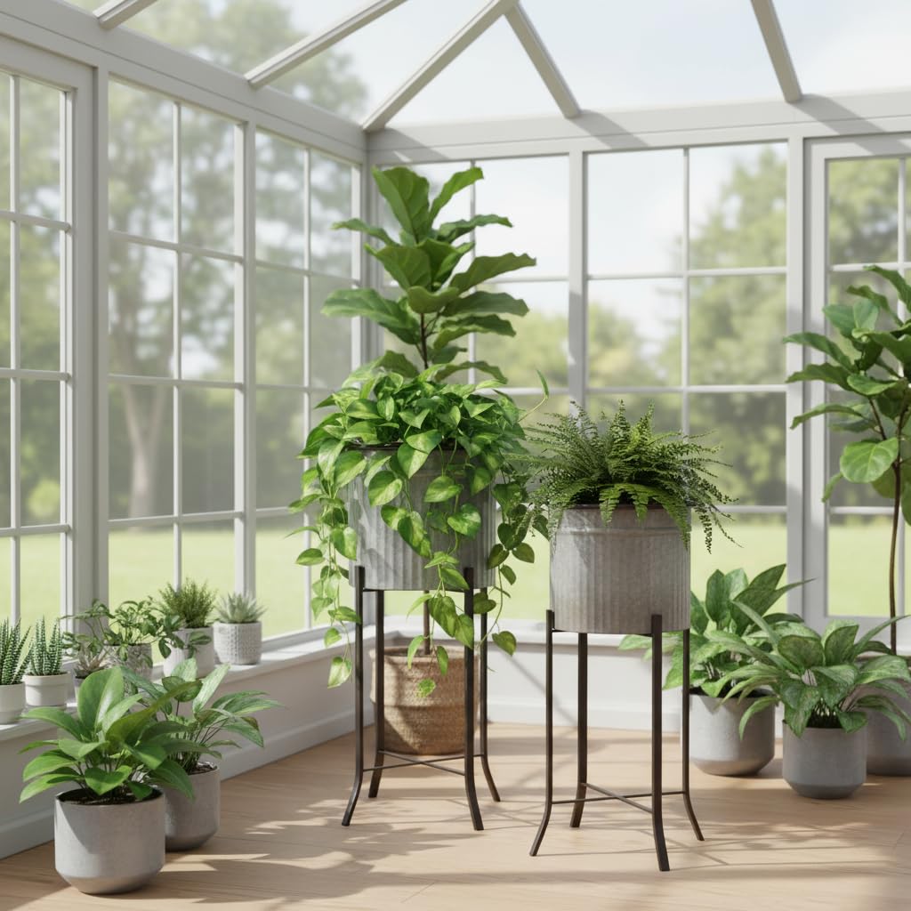 Creative Co-Op Set of 2 Iron Planters on Stands