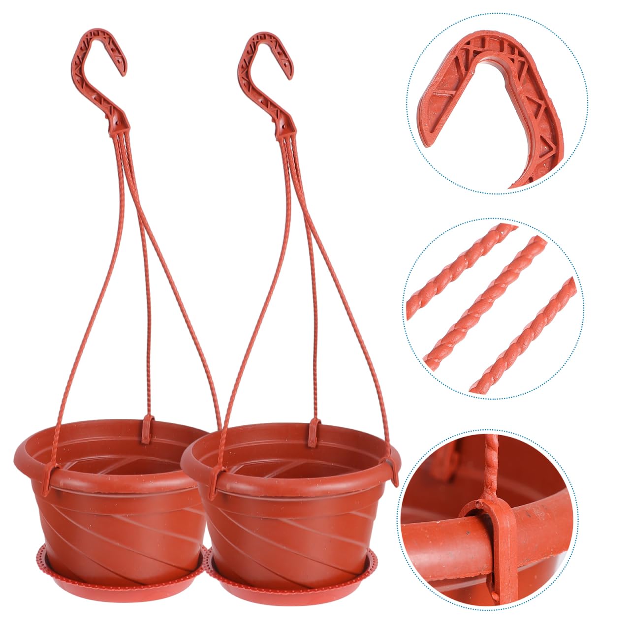 Yardwe 10Pcs Plastic Hanging Planters with Hooks Garden Planters for Indoor Outdoor Balcony Decor Durable Plastic Hanging Flower Pots with Drainage Holes