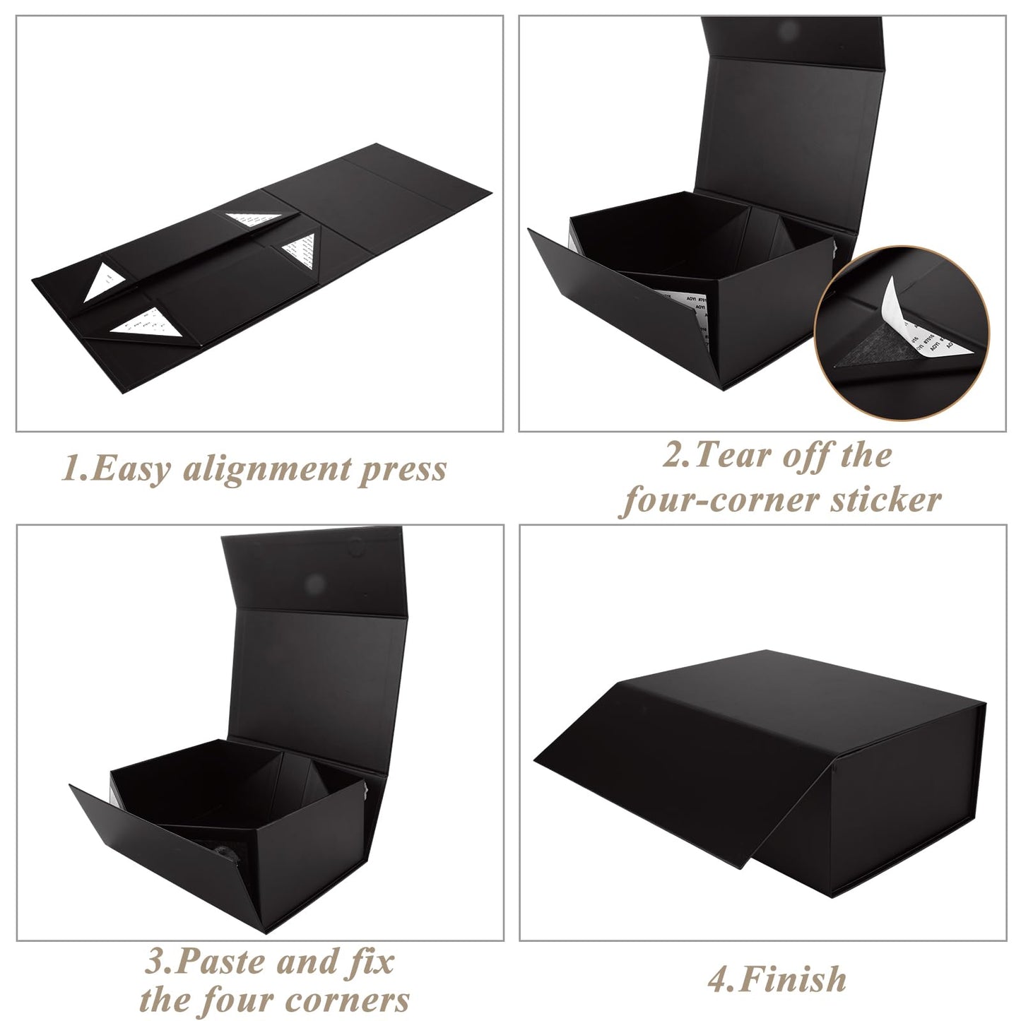 LDXDRU 5 Pack 10x7x4 Inches Magnetic Gift Box, Black Gift Boxes with Magnetic Lids, Black Magnetic Box for Wedding, Christmas, Birthdays, Mother's Day, Bridesmaid Proposal Boxes