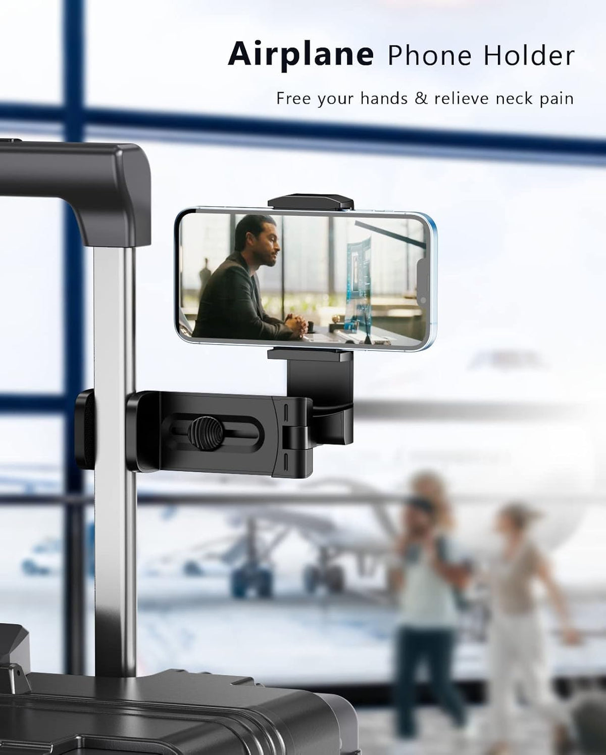 MiiKARE Airplane Travel Essentials Phone Holder, Universal Handsfree Phone Mount for Flying with 360 Degree Rotation, Accessory for Airplane, Travel Must Haves Phone Stand for Desk, Pro&Pro