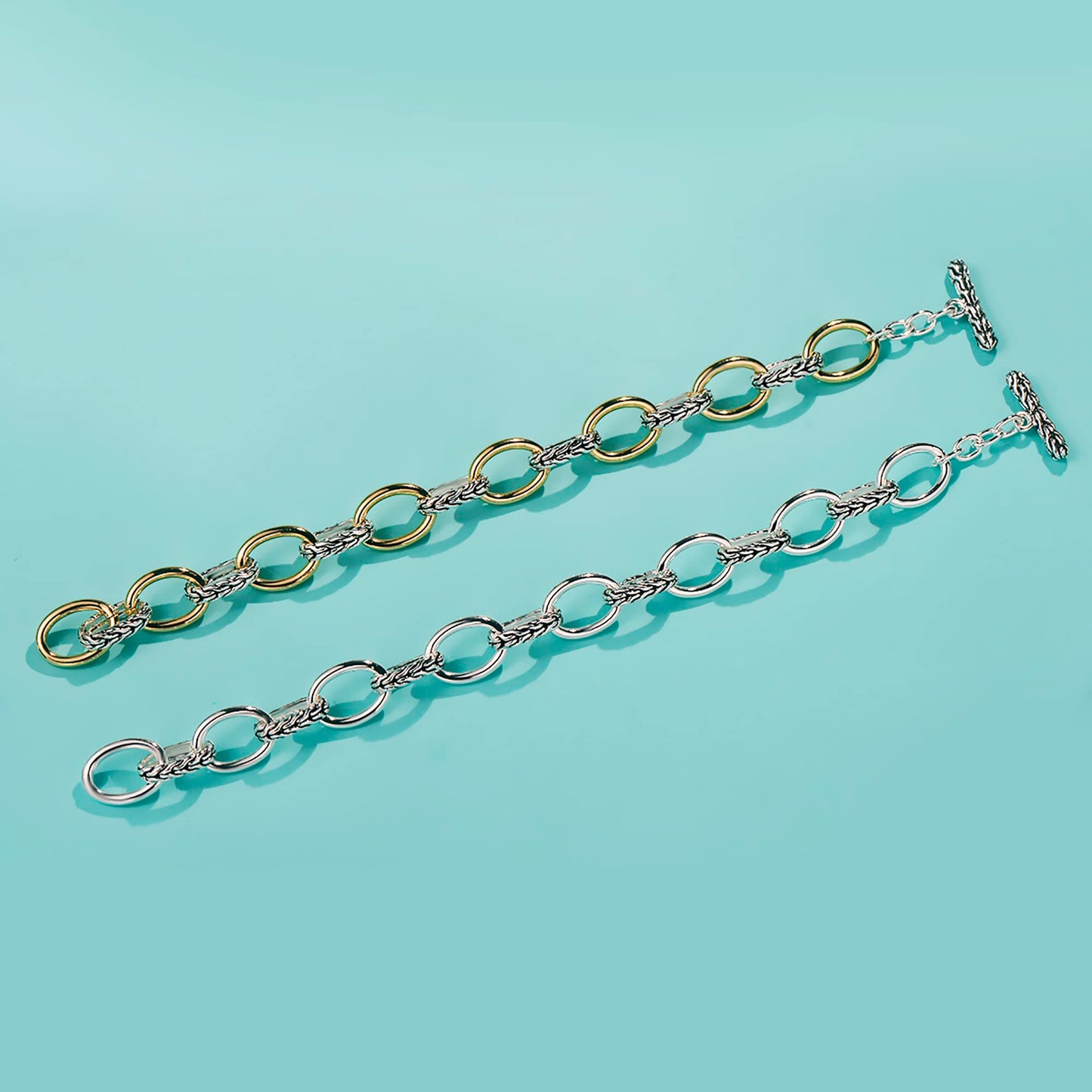 UNY JEWEL Jewelry Make a Statement with Foxtail Link Chain Bracelet Designer Brand Inspired Women Valentine (Two Tone)