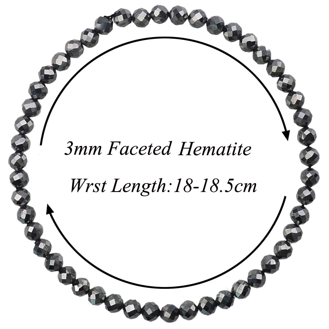 MASSIVE BEADS Natural Genuine Gemstone Beads Healing Crystal Chakra Reiki Jewelry Faceted Round Beads Bracelets (Hematite, 3mm)