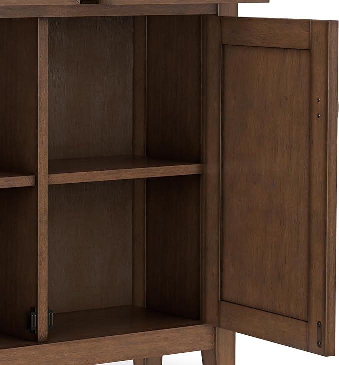 SIMPLIHOME Redmond SOLID WOOD 36 inch Wide Transitional Entryway Storage Cabinet in Rustic Natural Aged Brown for the Living Room, Entryway and Family Room