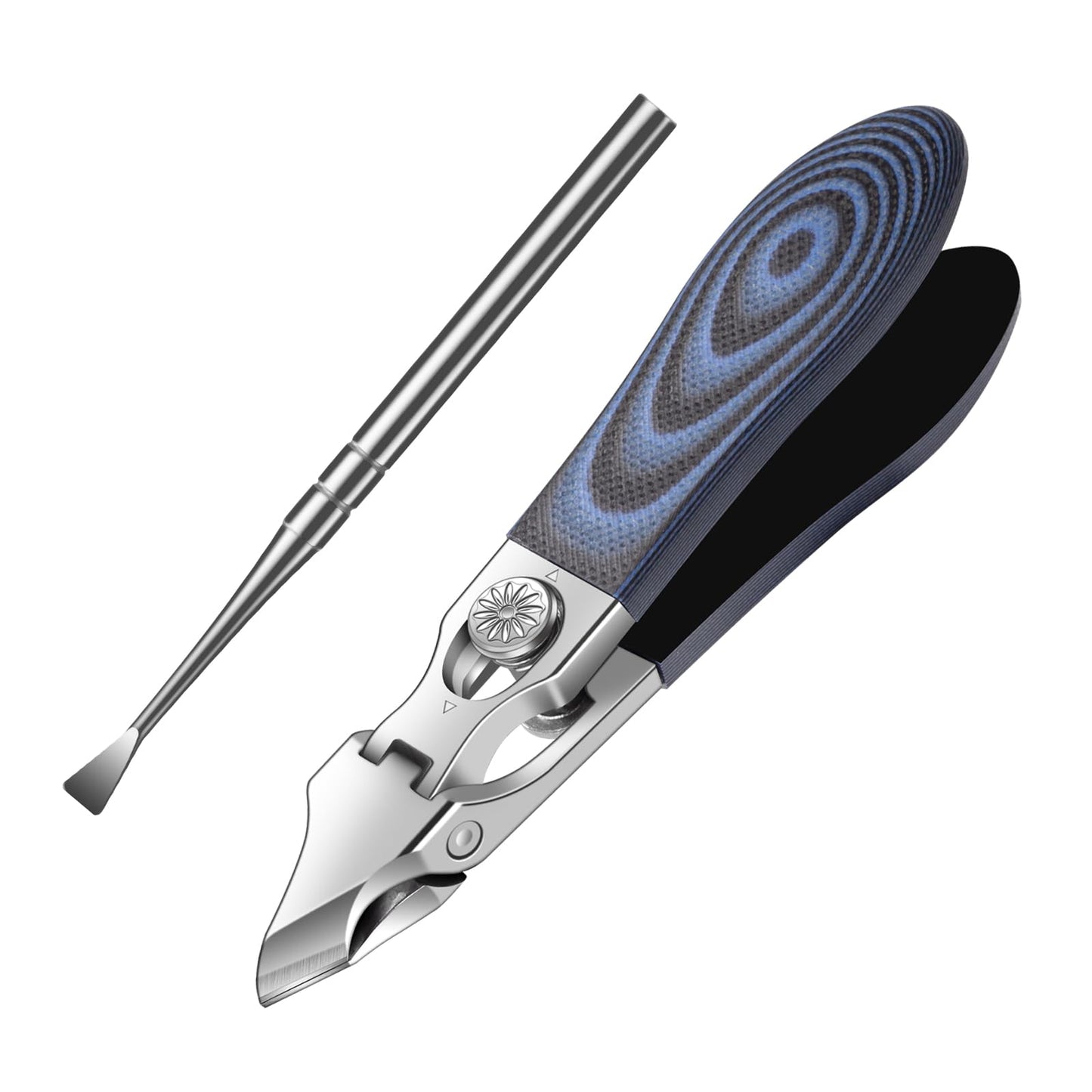 Safety Lock Cuticle Nippers for Home Manicure, G10 Handle Cuticle Trimmer for Pedicure Kit, Nail Care Tool for Seniors (Oval Blue D)