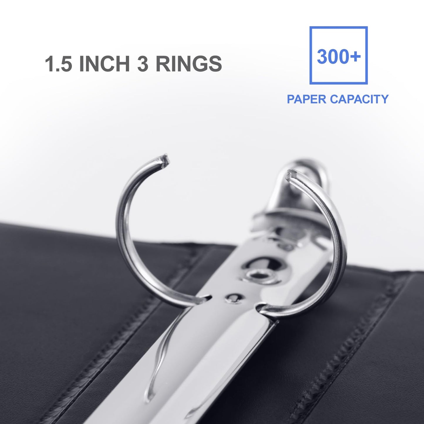 3 Ring Binder 1-1/2 Inch, ViVin Sturdy 1.5"-Round Ring Binder with 2 Interior Pockets, Clear View Cover, PVC-Free, Fits 300 Sheets of 8.5'' x 11'' Paper, Office Home School (6 Pack, Black)