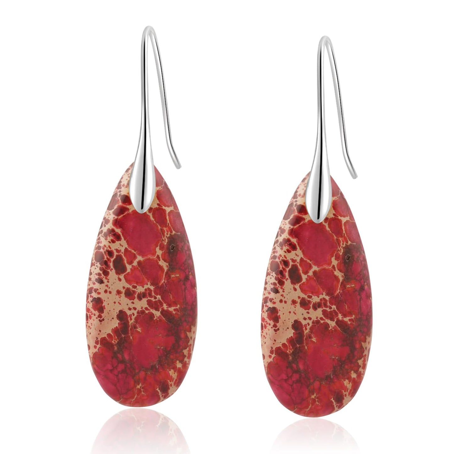 Sriomu Natural Healing Stone Fishhoop Dangle Drop Earrings Statement Gold silver earrings