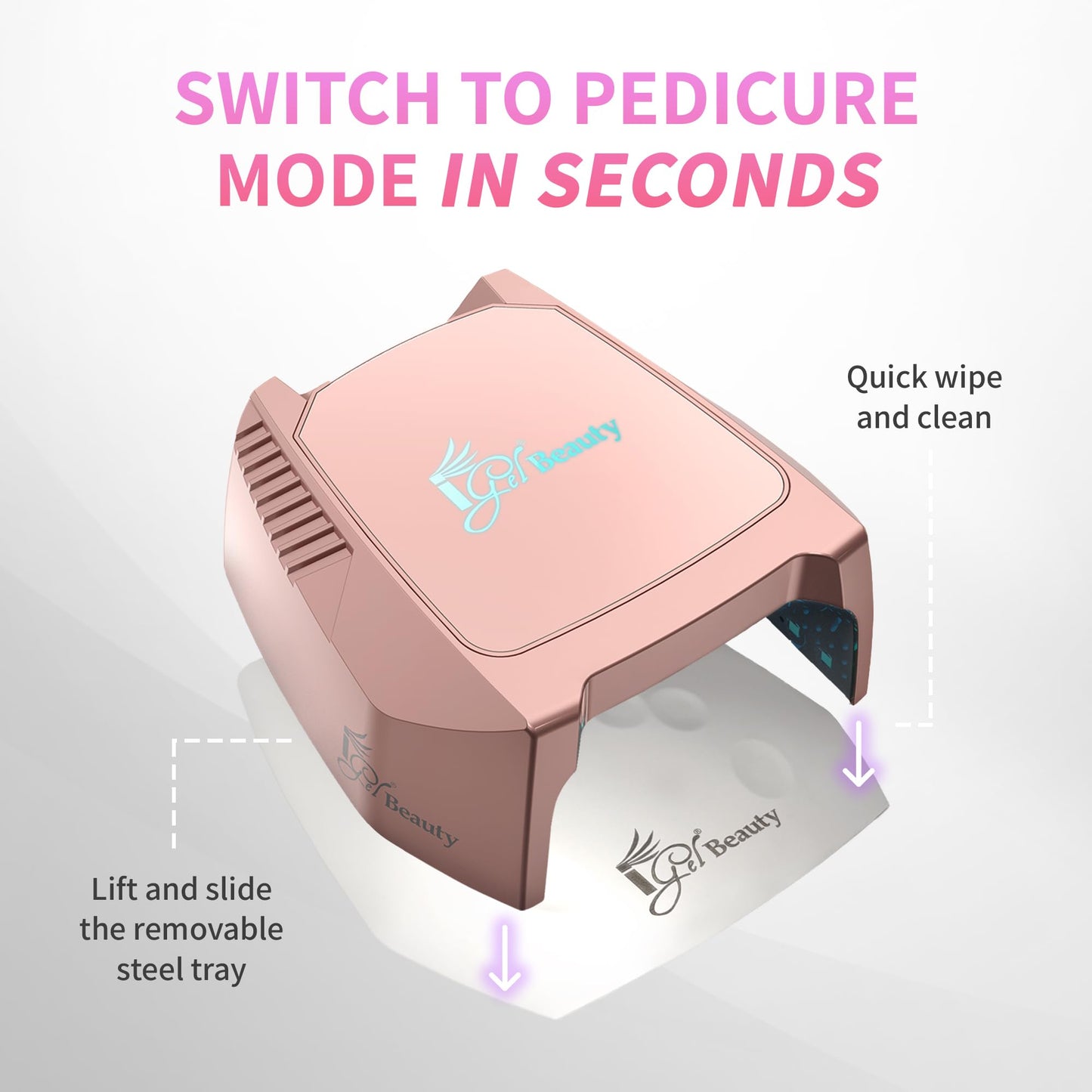 iGel Beauty Hybrid PRO 2.0 UV/LED Nail Lamp – 48W Wireless Rechargeable Nail Dryer, Full Hand Curing, Smart Motion Sensor, Removable Tray, Cordless Gel Lamp for Manicure & Pedicure