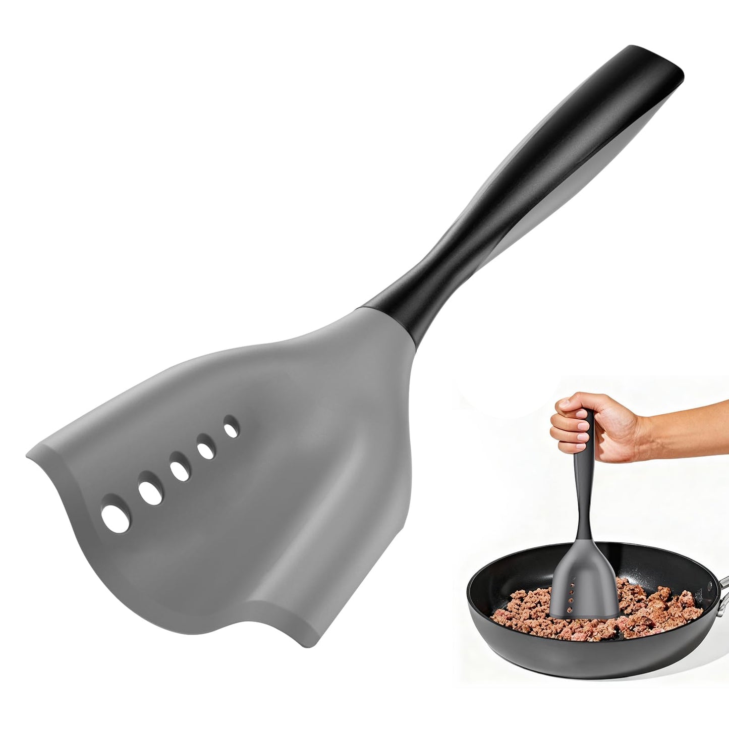 Mincing Spatula Meat Chopper Heat Resistant Hamburger Smasher Non-Stick Ground Beef Masher Versatile Kitchen Tool for Mixing Chopping Meat Potatoes Poultry