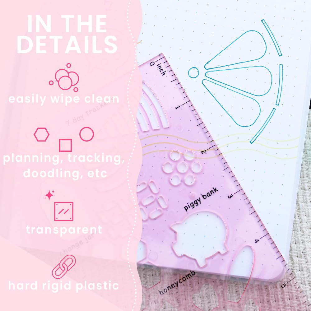In The Slightest - Journal Stencils, Planner Stencils, Notebook, Diary, Journaling, Bullet Journaling Supplies, Notebook, DIY Drawing, Hard Plastic, Planner Accessories - Watermelon