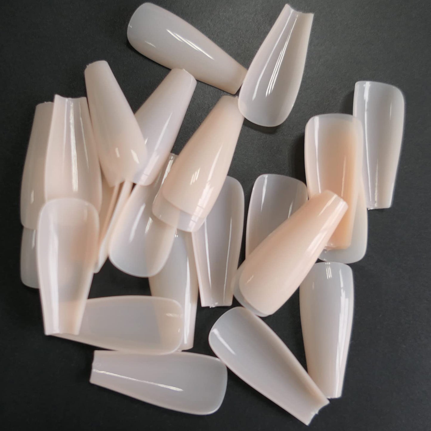 LoveOurHome 100PC Coffin Press-on Nails Nude Medium Acrylic Tips, Ballerina Style, Full Cover, Artificial Fingernails