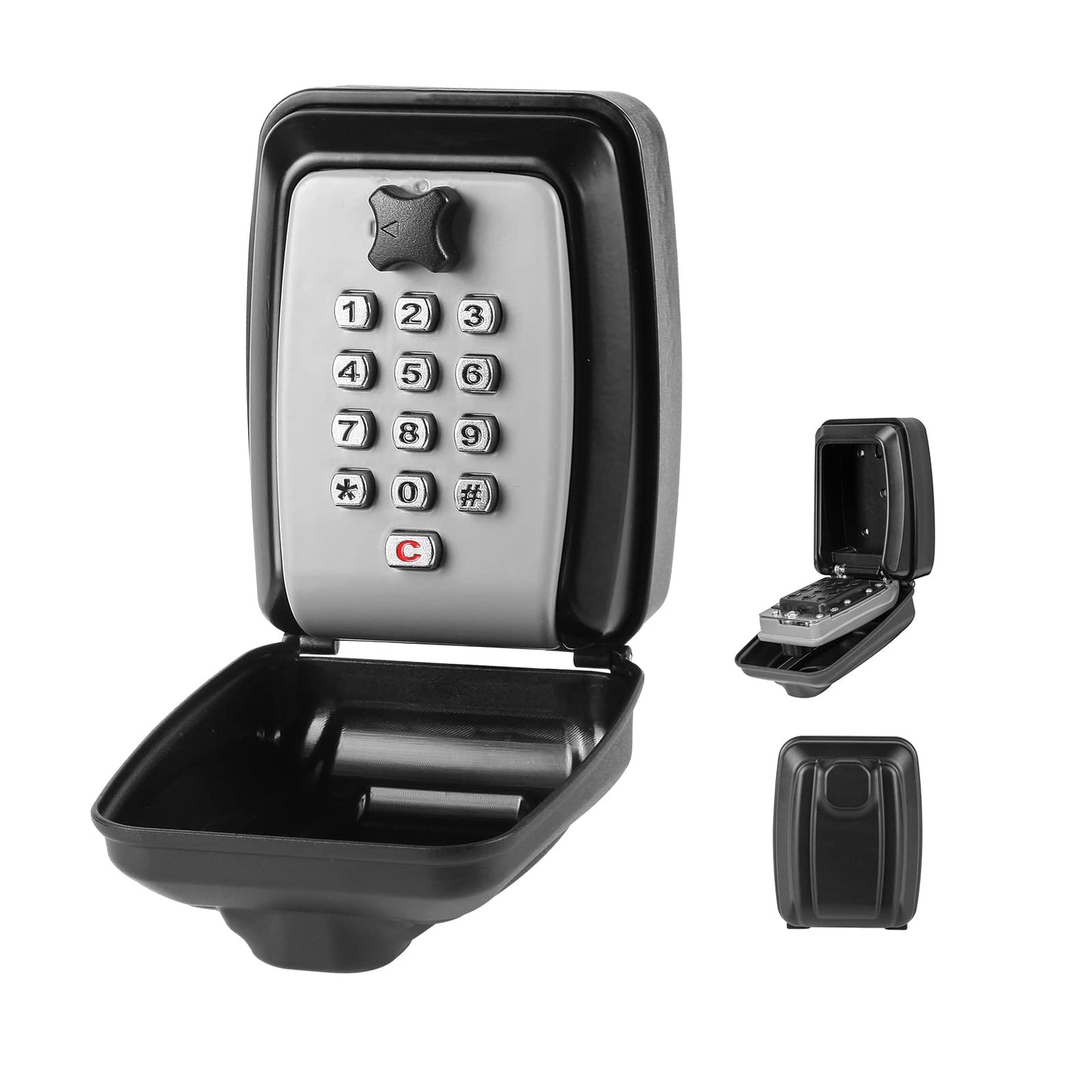 POMYDODU Key Lock Box, Wall Mounted Key Storage Box with 12-Digit Keyboard Combination, Resettable Code, Large Capacity, Waterproof Security Lock Box for Home, Office, Outdoor