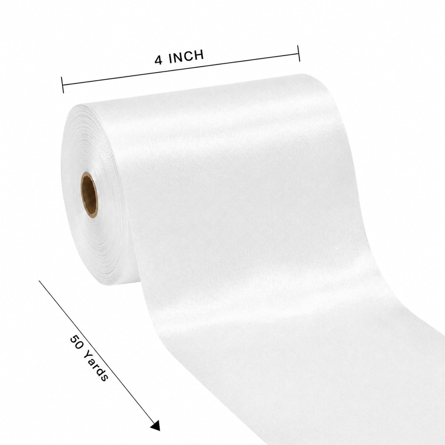 BVIEAKD Wide White Satin Ribbon 4 Inch x 50 Continuous Yards Solid Fabric Ribbon for Cutting Ceremony kit Grand Opening Wedding Birthday Party Decoration Bows Chair sash
