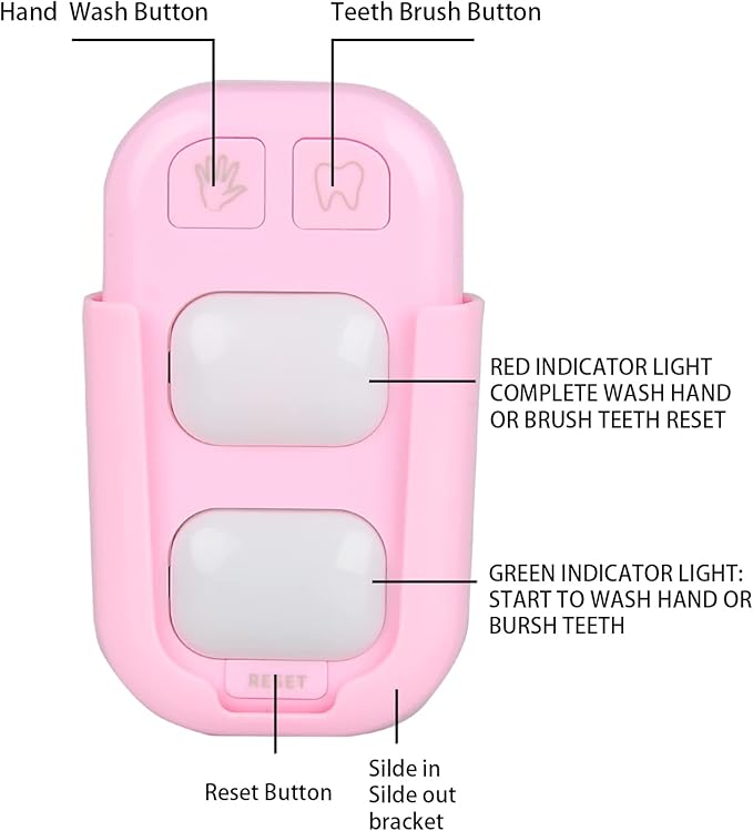 SOARING Kids' Teeth Brushing & Hand Washing Timer, Color Indicator for Training - Stick on Bathroom (Pink)