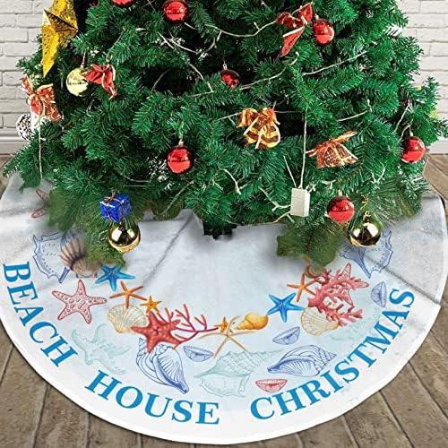 30" Christmas Tree Skirt,Tropical Coastal Beach Theme Xmas Tree Skirt for Christmas Decorations Skirt Xmas Holiday New Year Party Tree Mat Decor Indoor Outdoor
