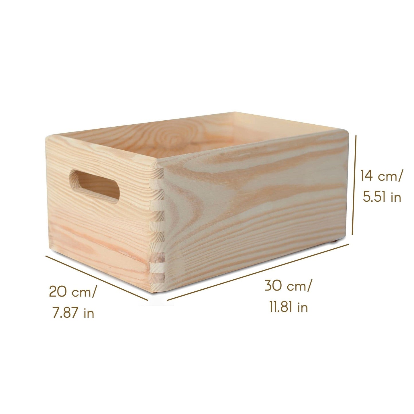 Creative Deco Large Wooden Crate Nesting Crate Handles | 11.8 x 7.87 x 5.51 in | Keepsake Unfinished Display Storage Box Multi-Craft Caddy Nesting Crate | Natural Wood Rustic | Plain Unpainted Beige