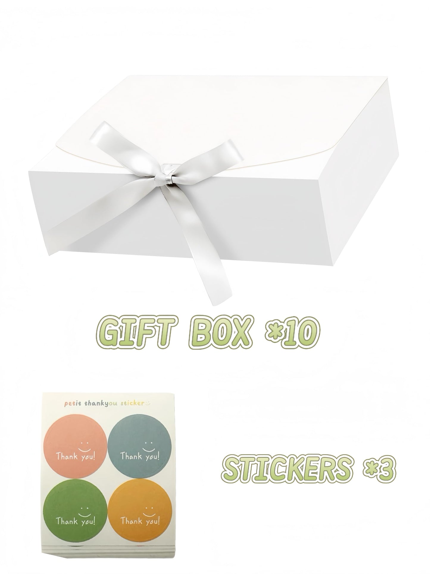 Treelement 10Pcs White Gift Boxes with Lids,10.6×7.8×3.1 Inch Bridesmaid Proposal Boxes with Ribbons and Stickers for Wedding Gifting,Birthday,Party Favors，Baby Shower,Return Gifts
