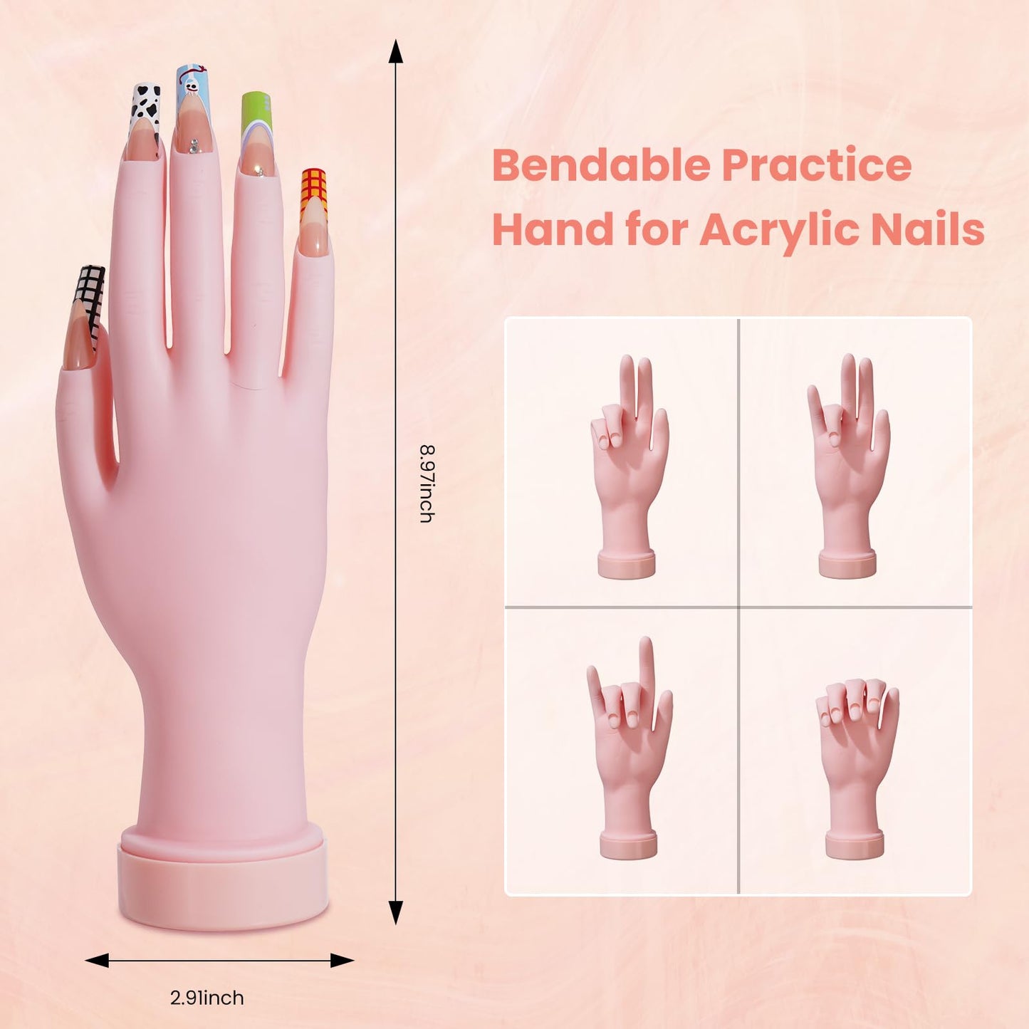 Nail Kit for Beginners with Everything: Practice Hand Acrylic Nail Kits Professional U/V Lamp Powder Drill Liquid Starter Set with Gel Polish in Cosmetic Gift Bag for Women Salon Home(Holo Pink)