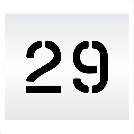 Pavement, Curb, and WheelStop Stencils - 6 inch Double Number Stencil - (29) - 6" x 9" x 1/8" (128 mil) - Pro-Grade