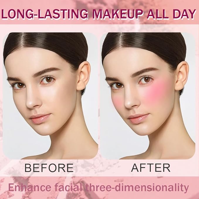 Matte Powder Blush for Cheeks – Long Lasting Natural Face Blusher Makeup, Lightweight Blendable Cheek Color for Women, Vegan & Cruelty-Free – #04 Hot Pink