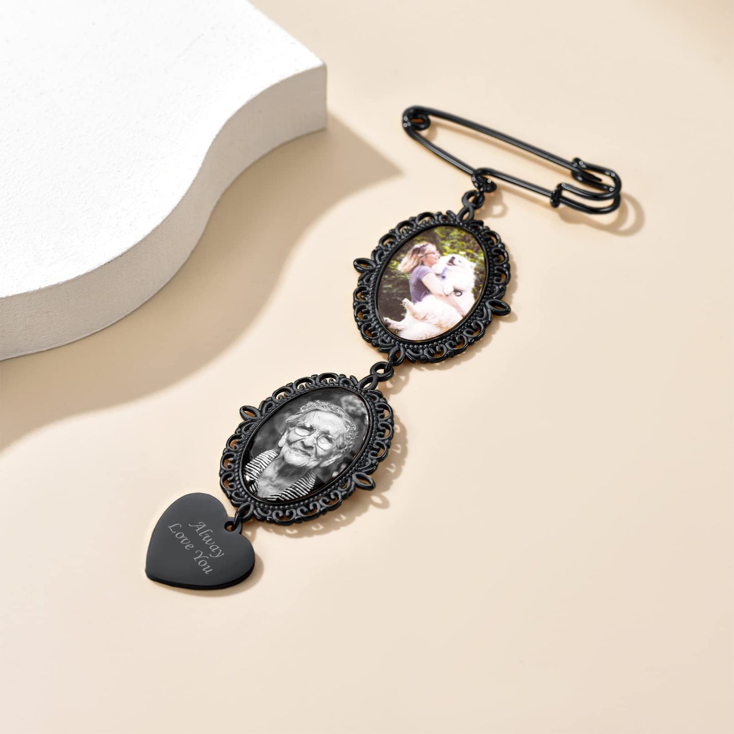 Custom4U Pins with Picture Charms Photo Pins Customized Wedding Bouquet Charm for Bride Groom