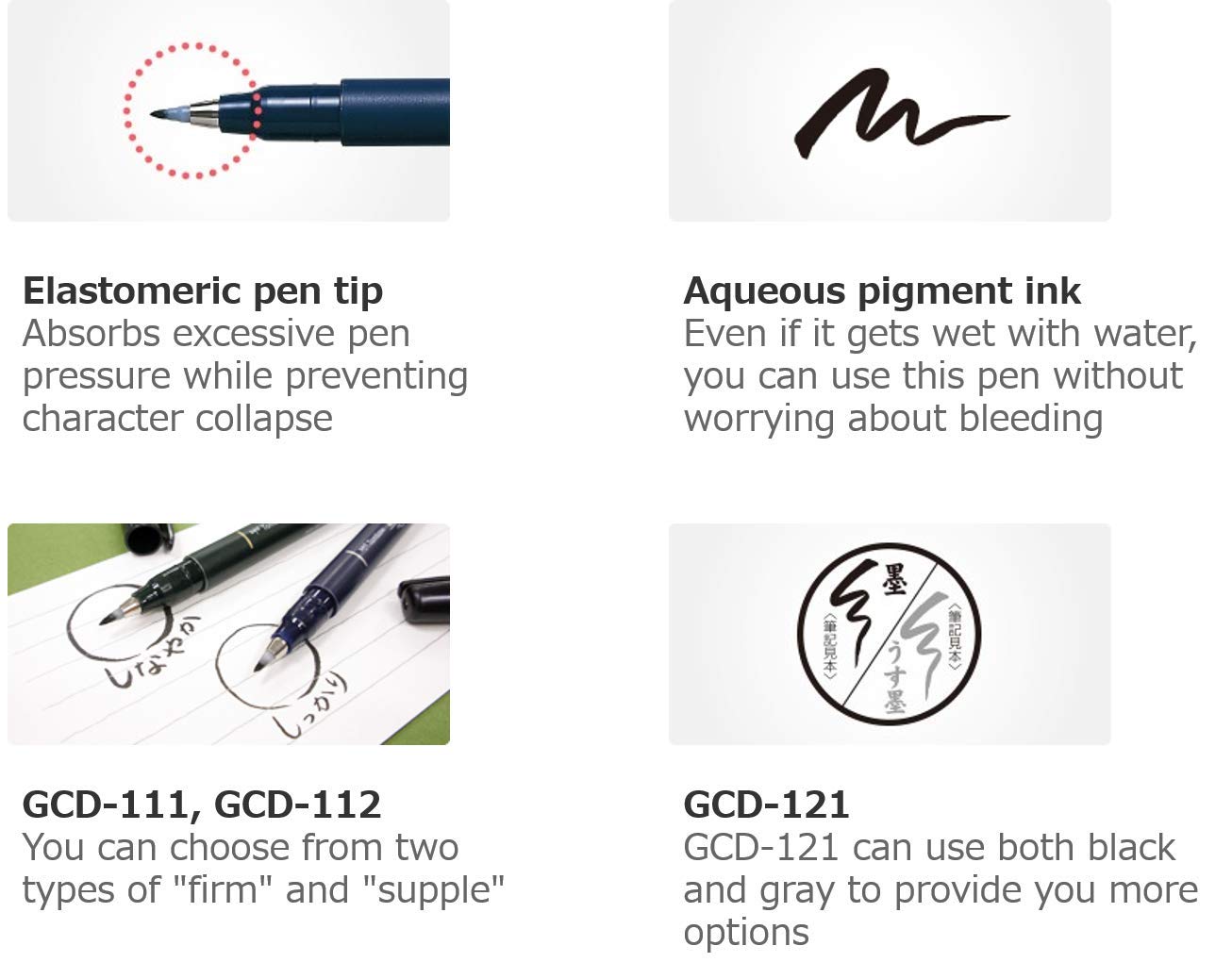 Tombow Fudenosuke Fude Brush Pen Hard (GCD-111) x5 Set, with Original Sticky Notes – Great for Calligraphy, Art Drawings, Illustration, Manga