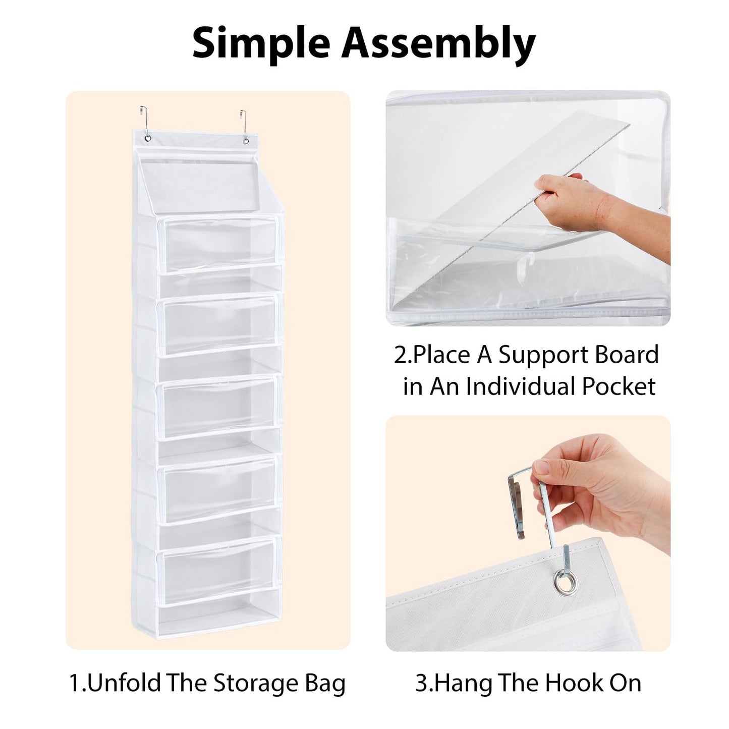 Bounlgsr 6 Large Hanging Yarn Storage Organizer with Double Zippers,10 Side Pockets, Large Capacity Knitting Needle Organizer, Over Door Yarn Organizer for Knitting Needles and Yarn