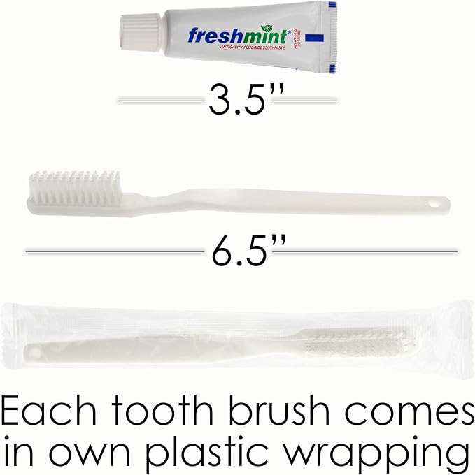 Moda West 24 Kits - Bulk Case of Wholesale Adult Basic Toiletries for Men, Women, Travel, Charity, Homeless Shelters, Cotton/Polyester Blend, Shampoo, Deodorant, Toothpaste, 24 Pre-Packaged Kits