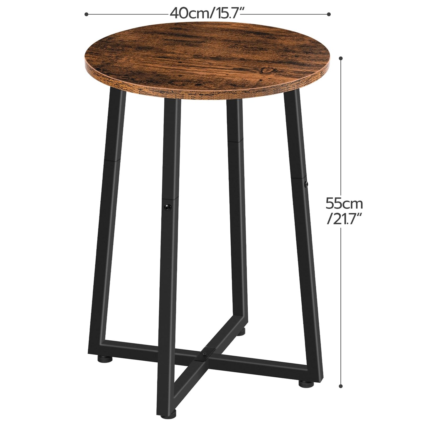 HOOBRO Side Table, Round End Accent Table with Sturdy Metal Frame, 15.7" Round Nightstand, for Living Room, Bedroom, Balcony, Office, Rustic Brown BF95BZ01