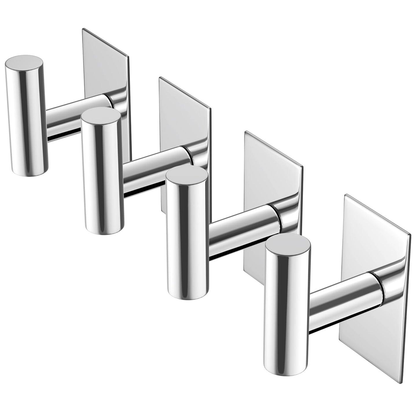 VAEHOLD Wall Towel Hooks, Heavy Duty Sticky Holder Waterproof Towel Hooks for Hanging Coat, Clothes, Closet Hook Wall Mount for Kitchen (Chrome, 4 Pack)