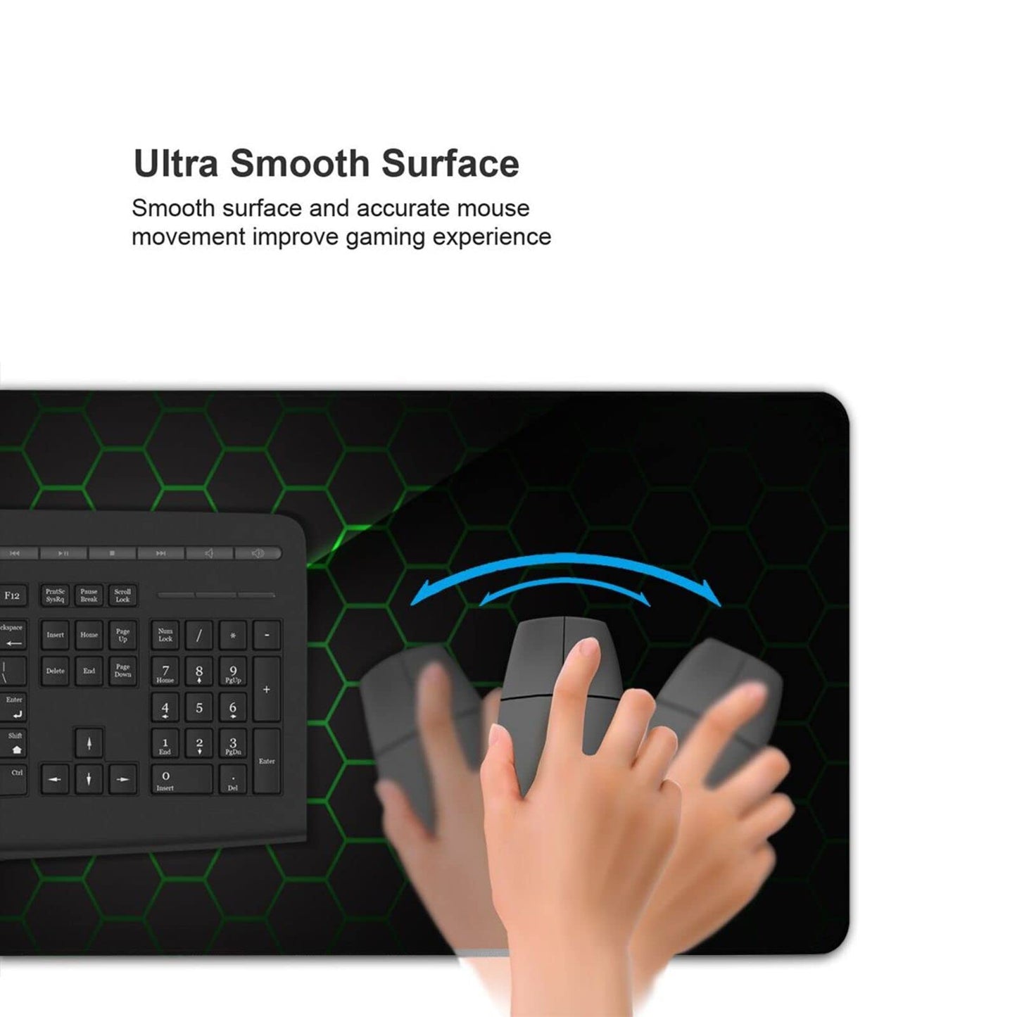 Abstract Green and Black Cool Futuristic Mouse Pad Gaming XL Large Mousepad Desk Mat Long Extended Big Keyboard Pads Table Accessories for Gaming and Office Pc Laptop Computer 31.5 X 11.8 Inch