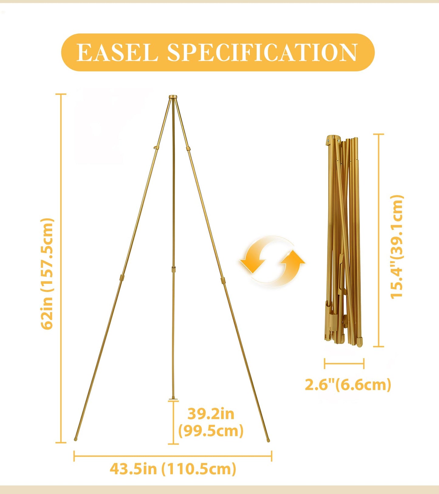 Artisorama Display Easel Stand for Sign, Lightweight Tripod with Bag, Portable Adjustable Artist Easels for Outdoor Painting Canvas/Posters/Wedding, 1PC Gold