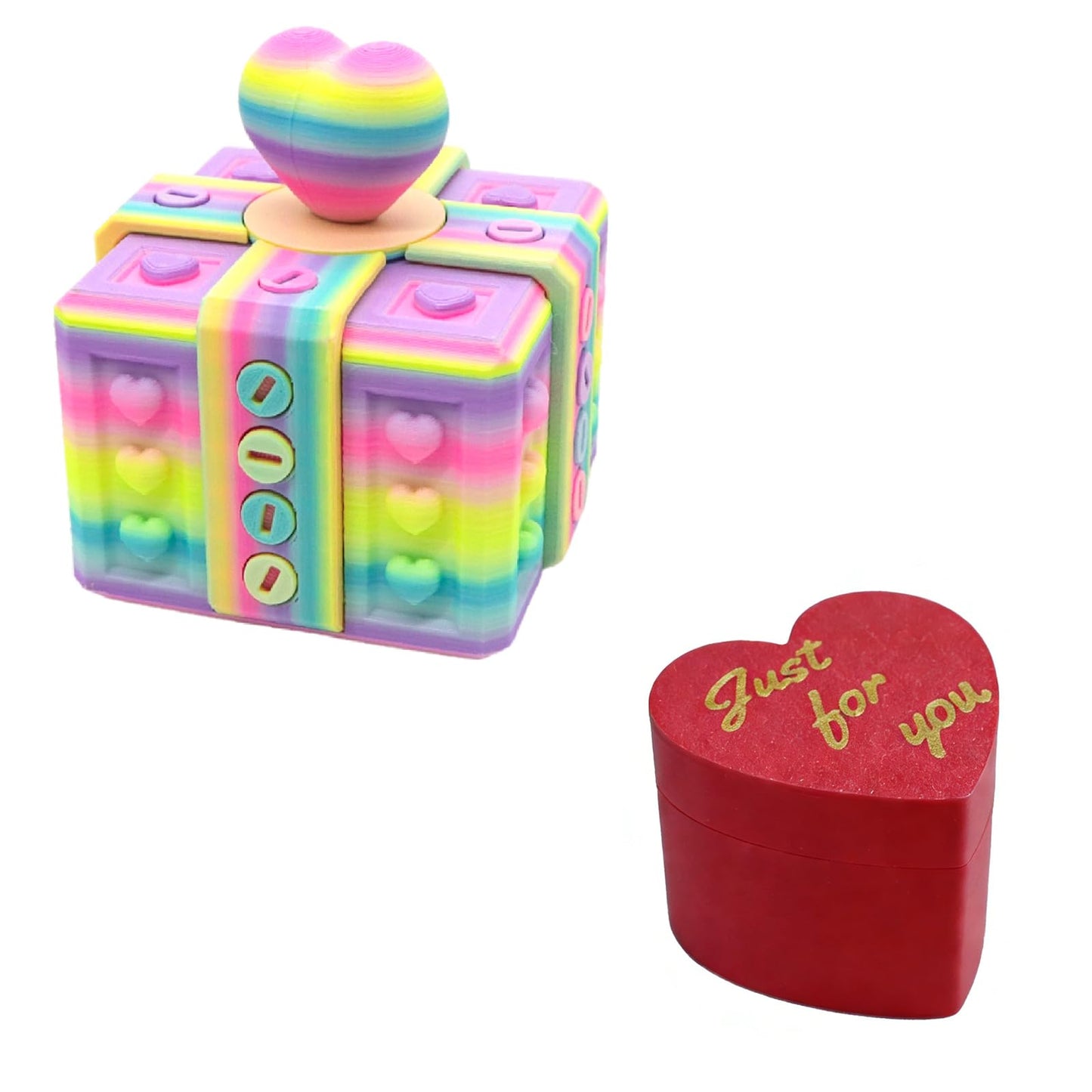2-in-1 3D Printed Puzzle Gift Box Set - Interactive Mystery Box with Screw Challenge & Heart-Shaped Rose Case - Creative Money/Jewelry Holder for Valentine’s Day, Anniversary, Birthday Surprise