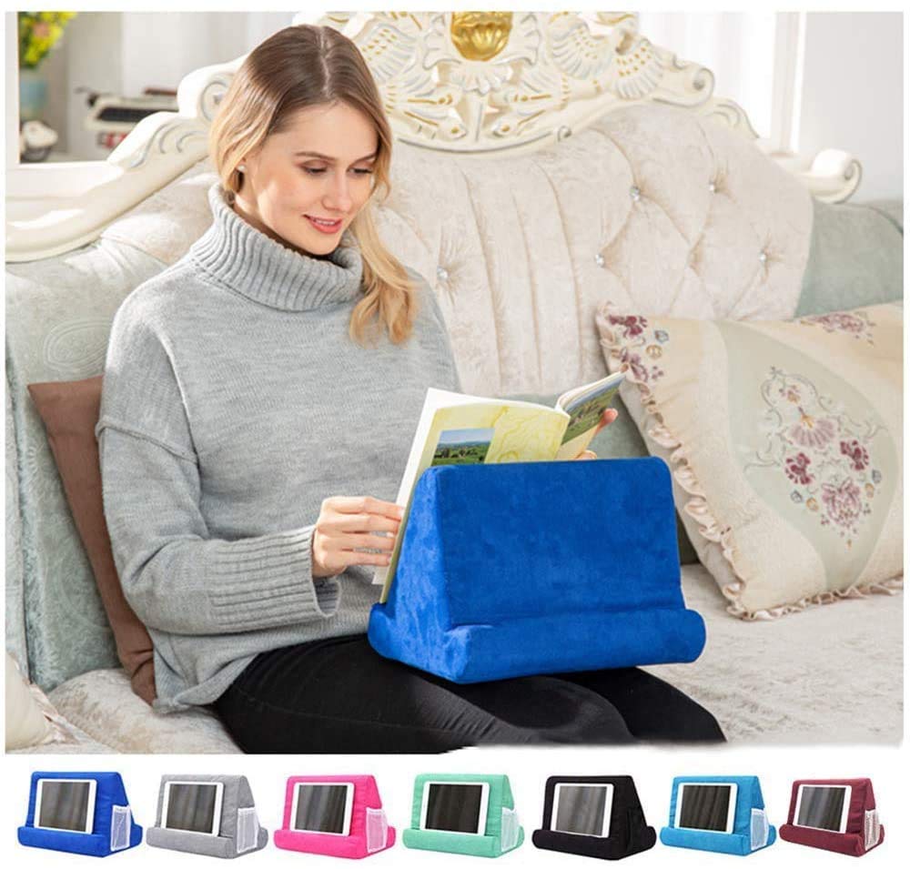 Pillow Foam Laptop Tablet Lapdesk Multifunction Tablet Stand Holder Stand Lap Rest Cushion for Ipad with Bag (Light Blue)