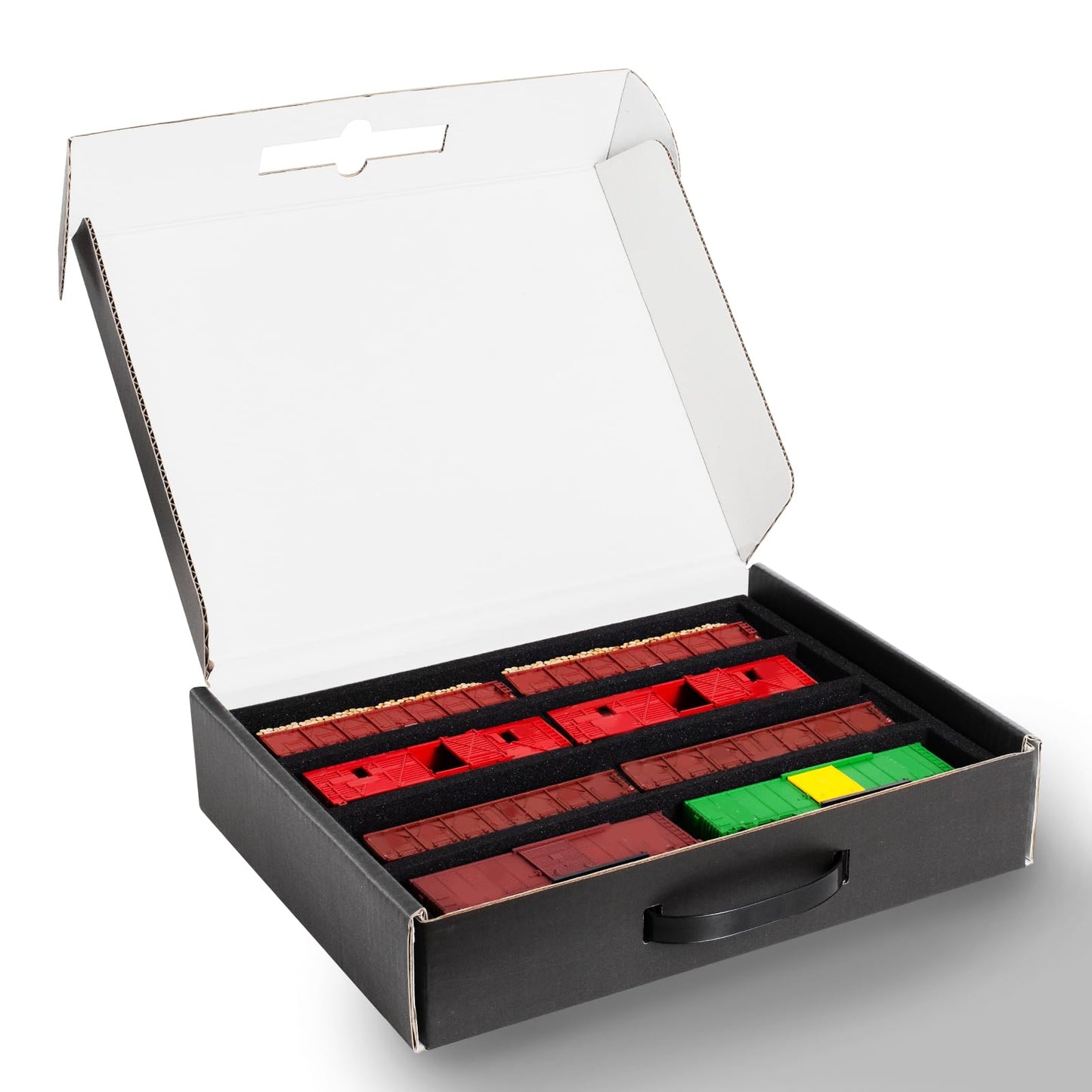 Cyiwniao HO Gauge Model Train Storage Box, 4 Slots Horizontal Compatible with Model Railway locomotives, Wagons and Vehicles, HO Scale Train Accessories (1)