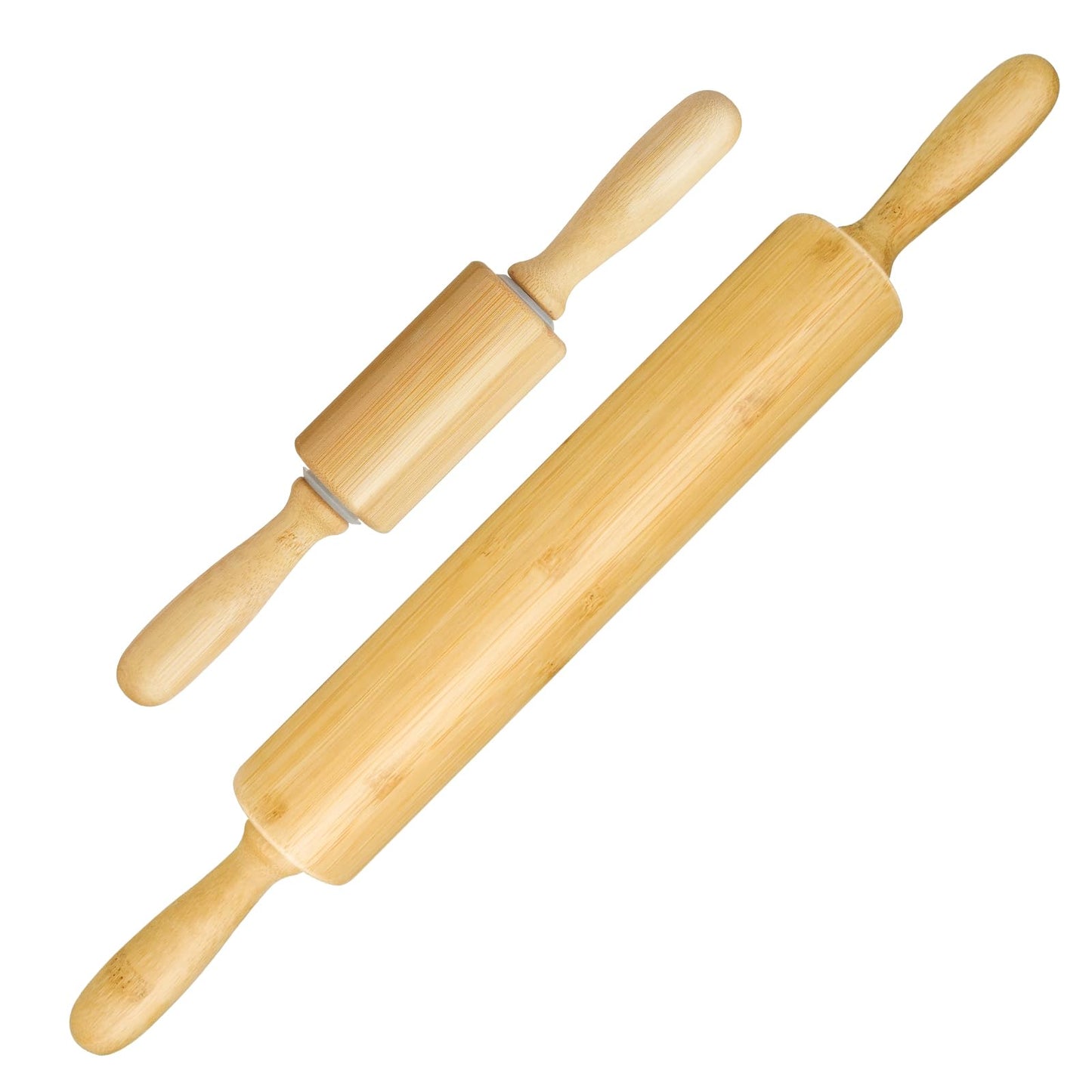 2 Pack（10 inch &17.5 inch） Wooden Rolling Pin for Baking - Long Dough Roller for All Baking Needs